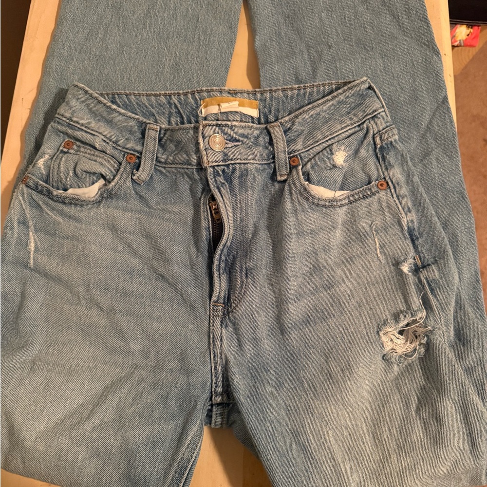 Maurices Light Blue Distressed Boyfriend Jeans
